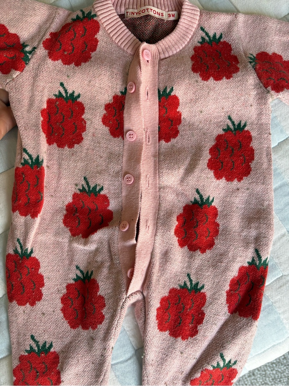 Tinycottons Pink Strawberry Knit One-Piece (3M)